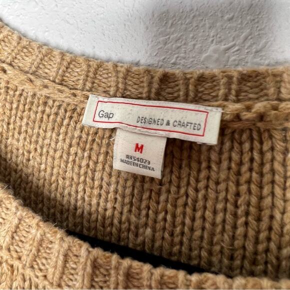 Gap Cable Knit Camel Tan Crewneck Sweater Women's size M - Picture 3 of 4